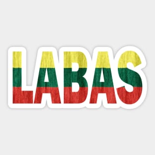 Labas Lithuanian Hello Funny Lietuva Language Flag Sticker